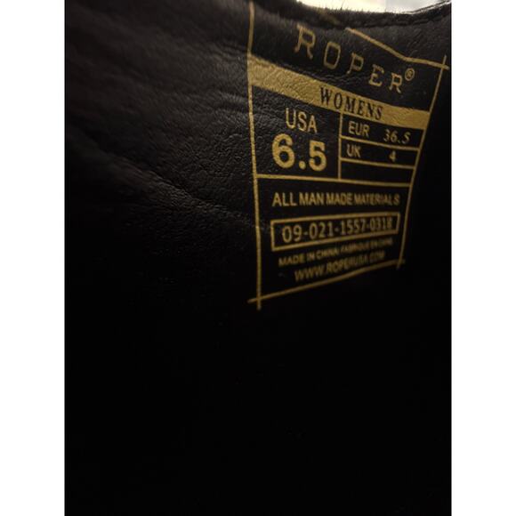 Roper Short Booties Sarah Women's 6.5 Snip Toe Inlay Accents Slip On Heels - Picture 8 of 10